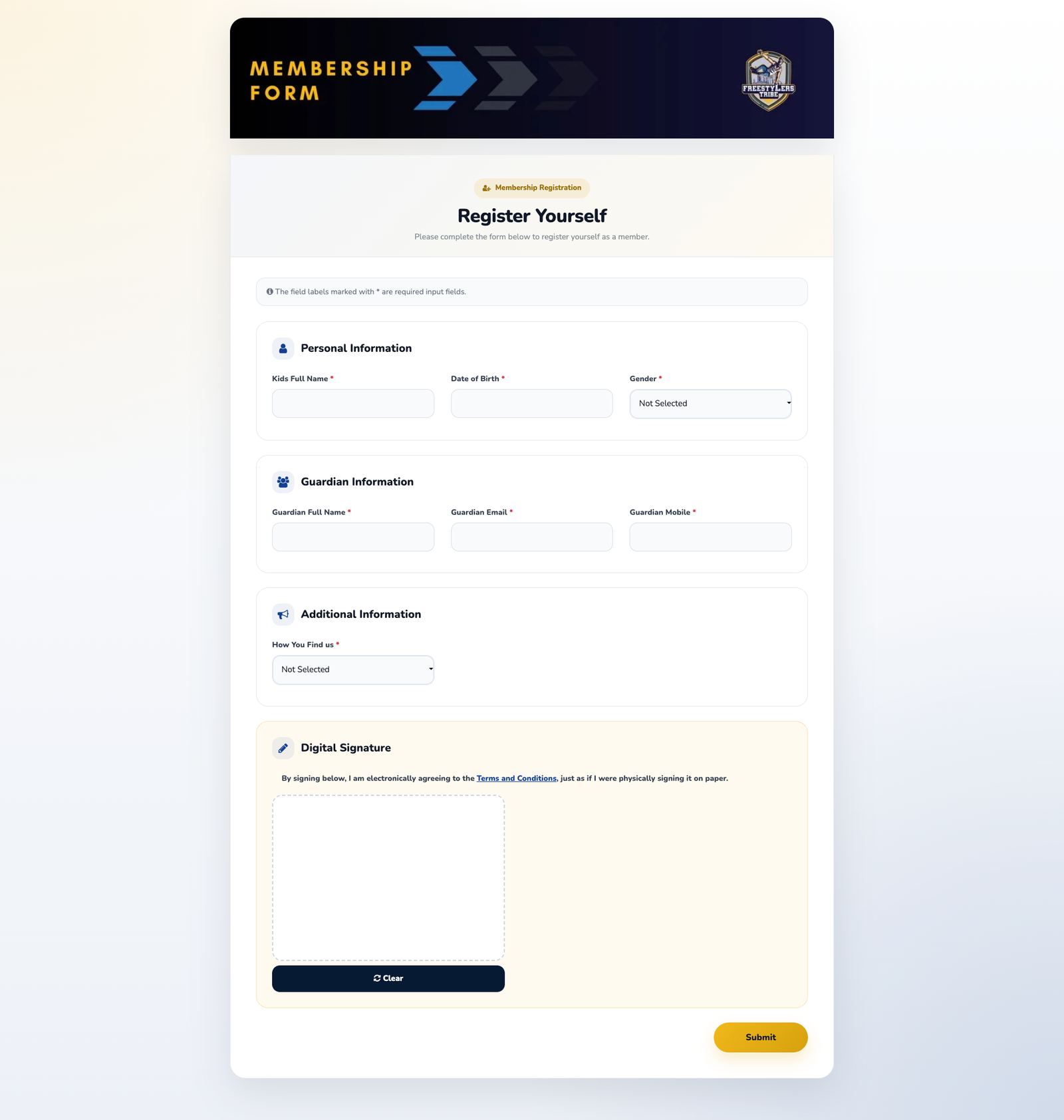 Member ship screen